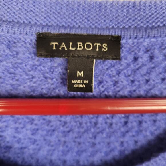Talbots lambs wool blue basketweave sweater Size medium Minimal Cozycore - Picture 4 of 7